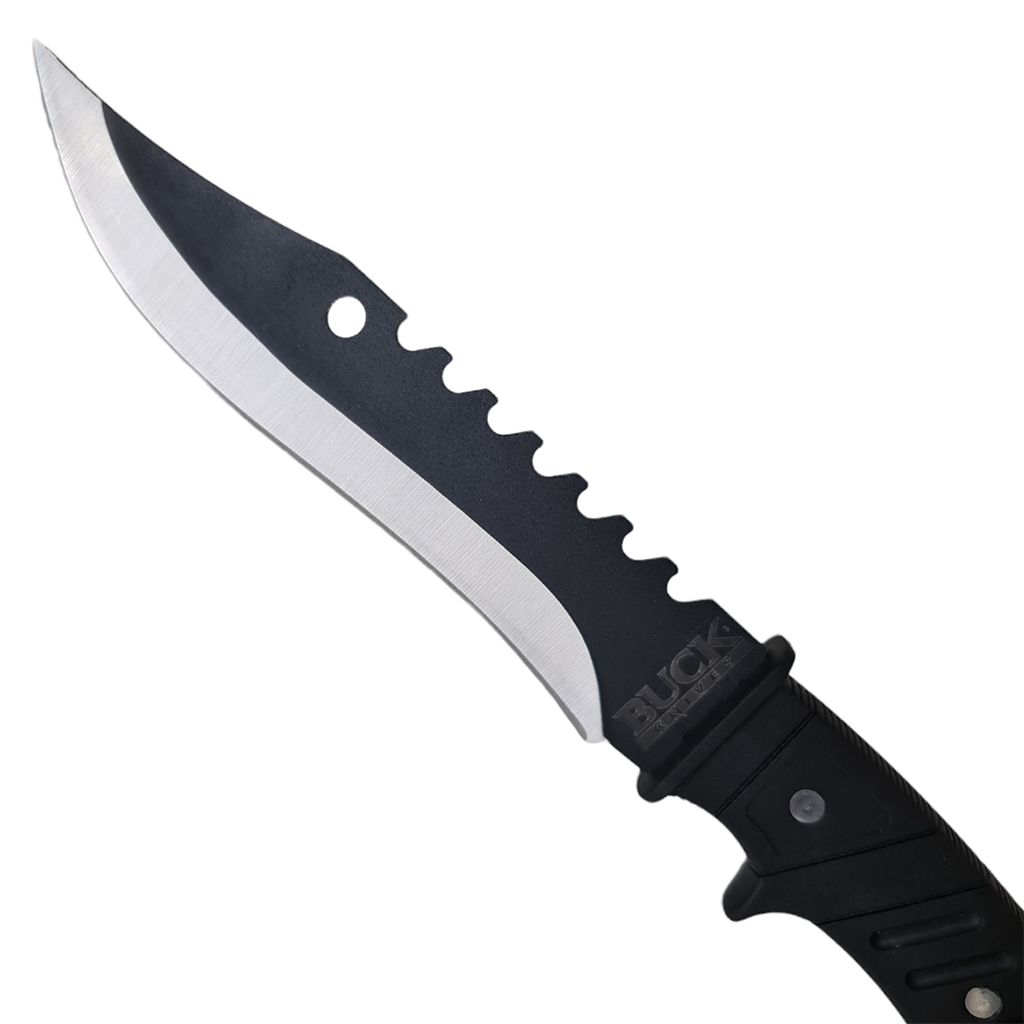 มีดใบตาย BUCK Knives Clip Point ขนาด 12.4 นิ้ว (31.5 ซม.) พร้อมซองไนล่อนร้อยเข็มขัดสำหรับเก็บมีด