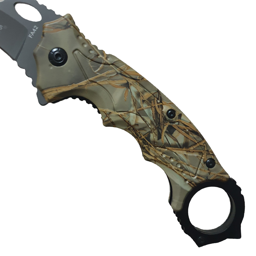มีดพับ มีดคารัมบิต Fox Outdoor Karambit Knives FA42 ขนาด 7.7 นิ้ว (19.5 ซม.) ด้ามพิมพ์ลาย