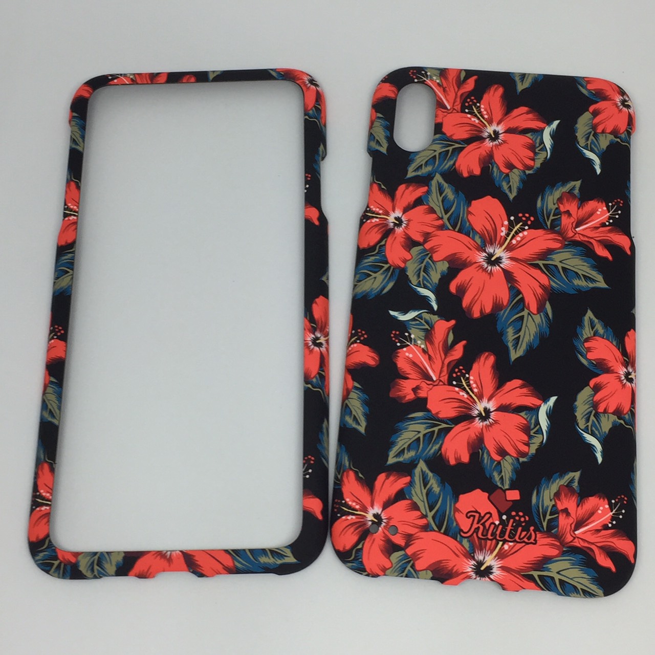 เคสคูทิส(Kutis)ไอโฟนXSMAX (ลายดอกชบา สีพื้นหลังสีดำ)ลายมาใหม่ๆๆ