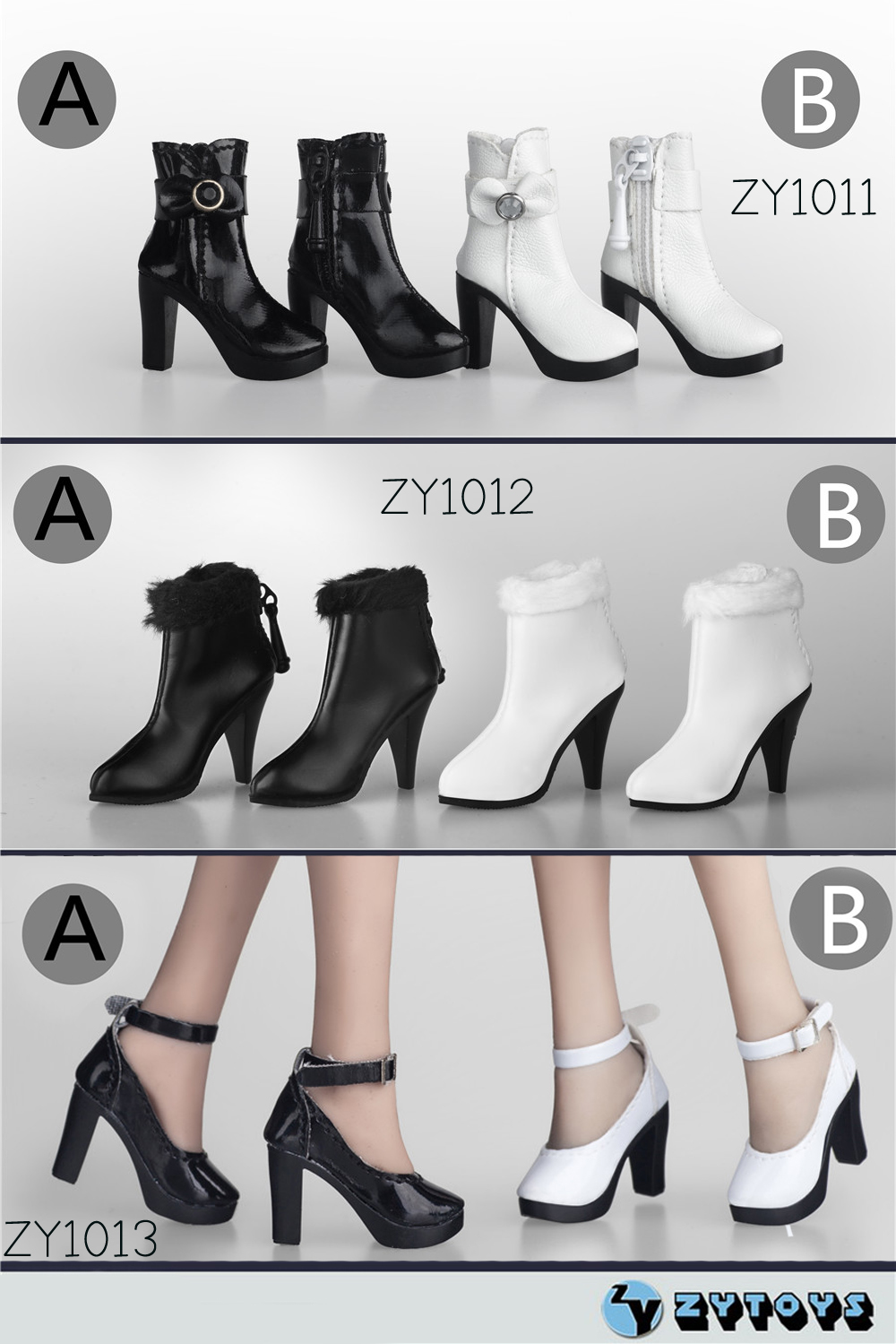 ZYTOYS ZY1011 ZY1012 ZY1013 1/6 Women's shoes