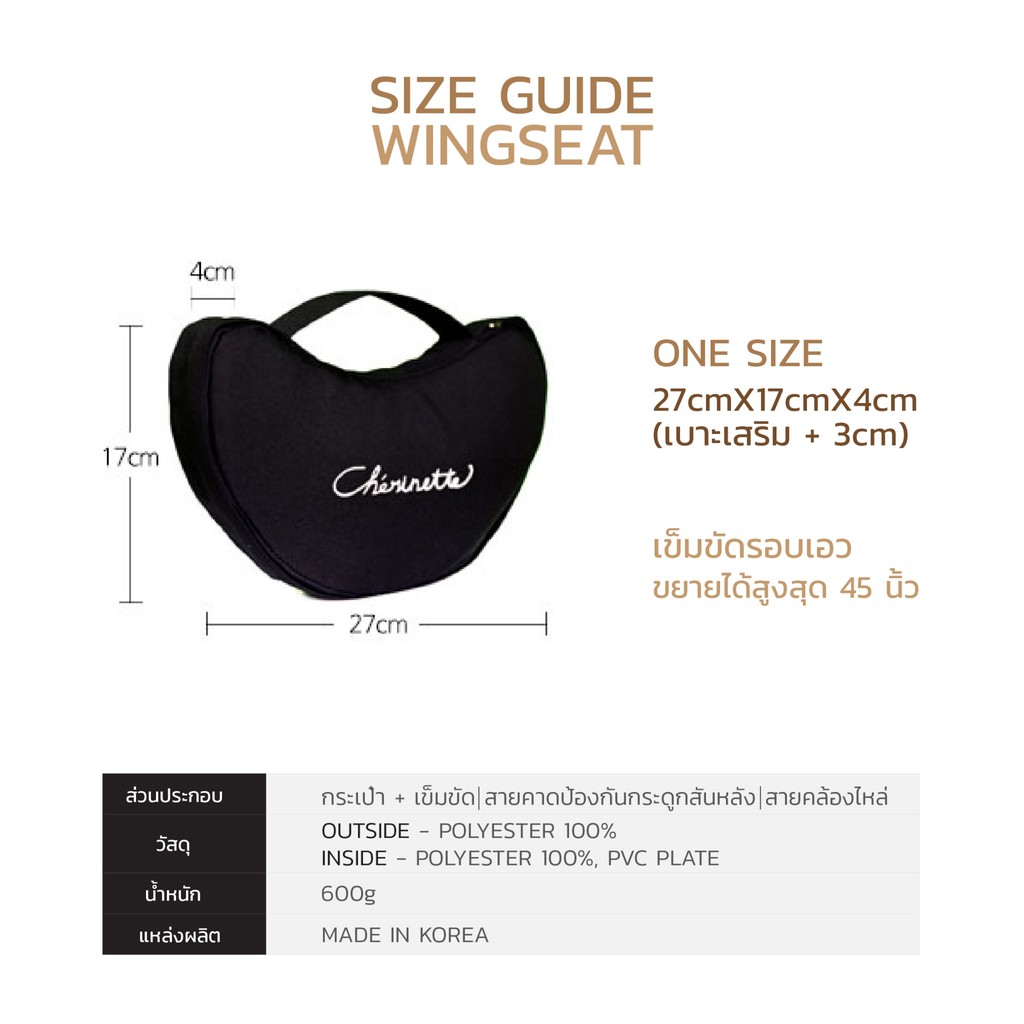 CHERINETTE (เชอร์ริเนท) Wingseat เป้อุ้มลูก กระเป๋าอุ้มลูก รองรับนน.ลูกได้ถึง 15 kg. (MADE IN KOREA)