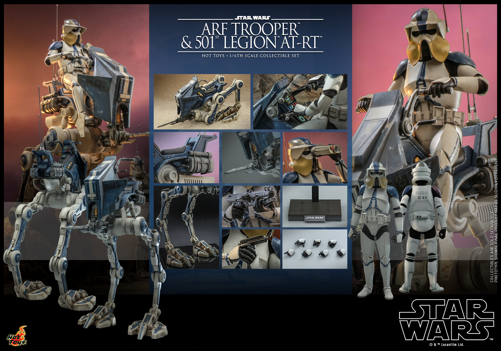 Hot Toys TMS091 1/6 Star Wars: The Clone Wars - ARF Trooper and 501st Legion AT-RT