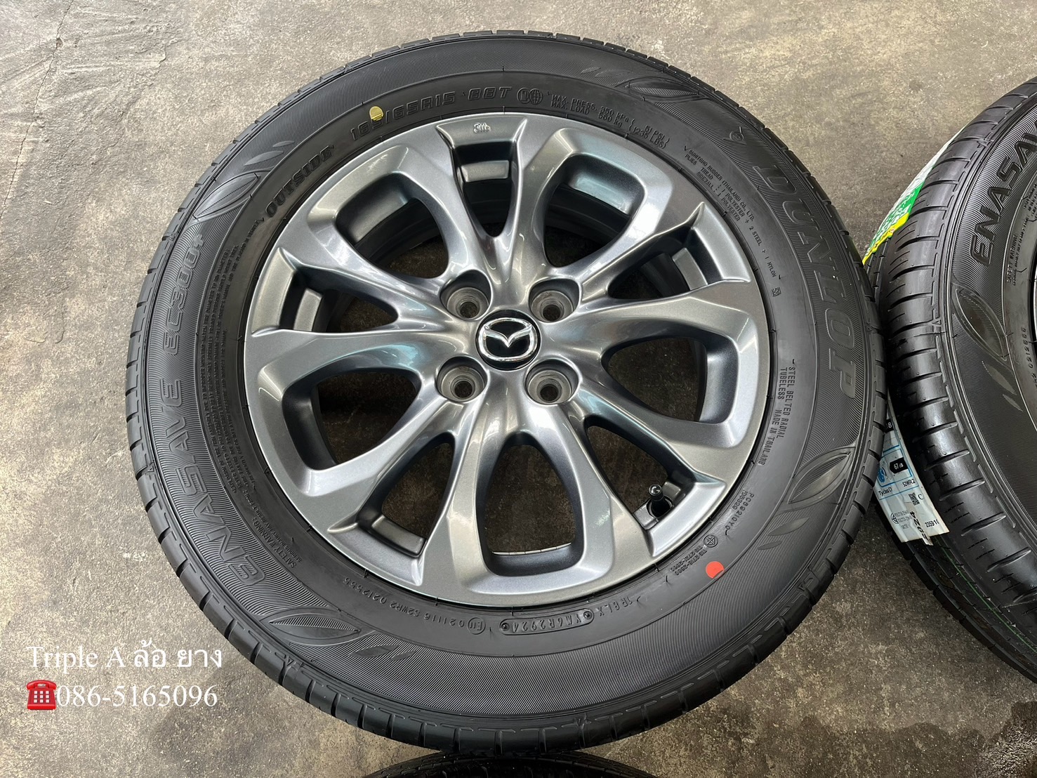 ✨ล้อแม็ก✨Mazda 2 Skyactiv ขอบ 15 สีเทา พร้อมยางใหม่💯185-65-15 Dunlop♨️ปี 24♨️