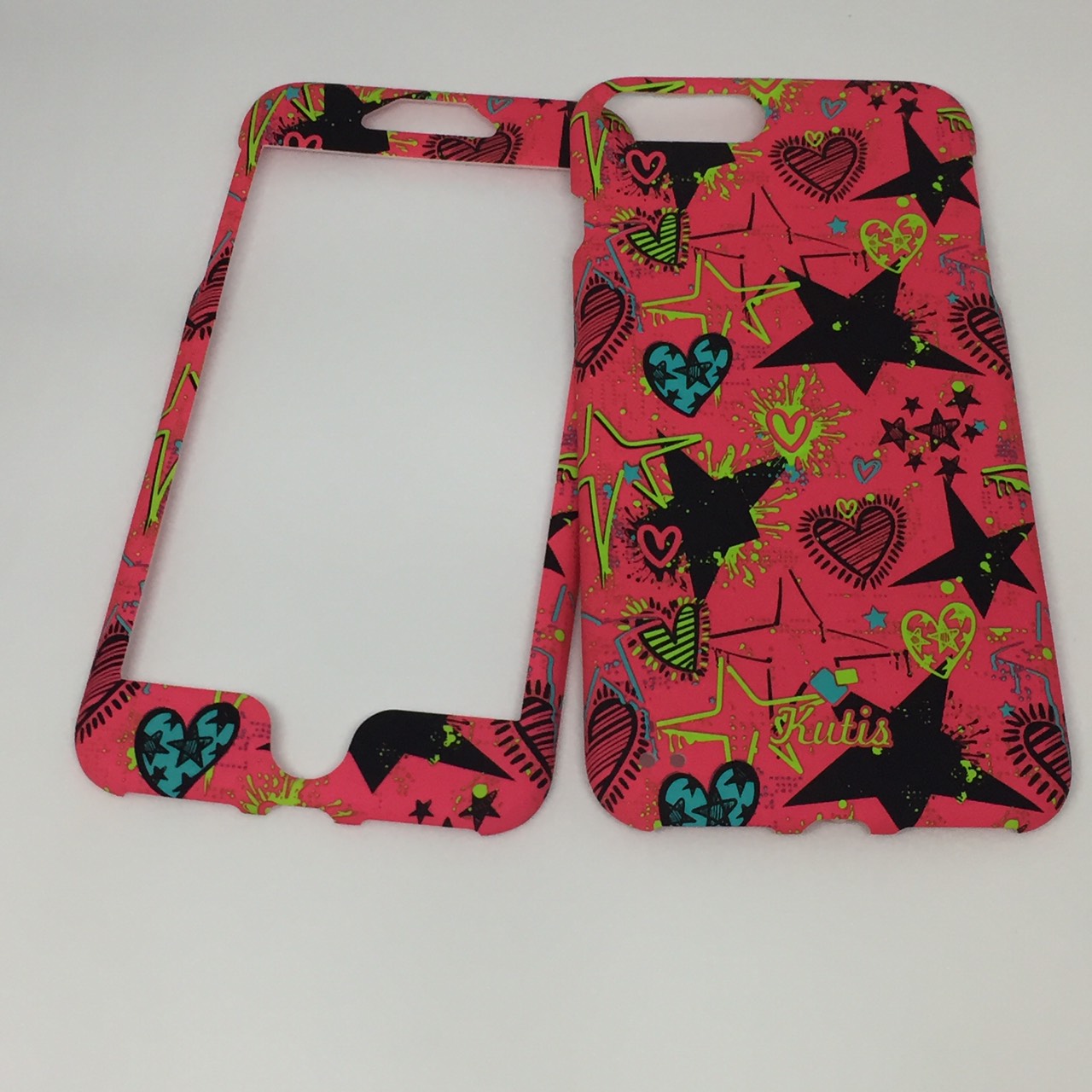 เคสคูทิส (Kutis) ไอโฟน7พลัส,8พลัส(ลายหัวใจกับรูปดาวสีดำ)