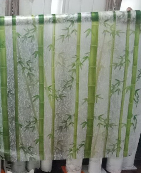 HBG-36020 สติ๊กเกอร์ฝ้าติดกระจกลายต้นไผ่สีเขียว Window sheet หน้ากว้าง 92 cm