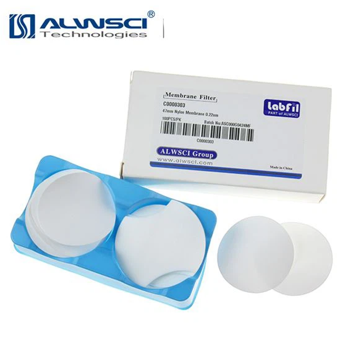 Labfil-47mm Nylon Membrane filter 0.45um. 100pcs/pk