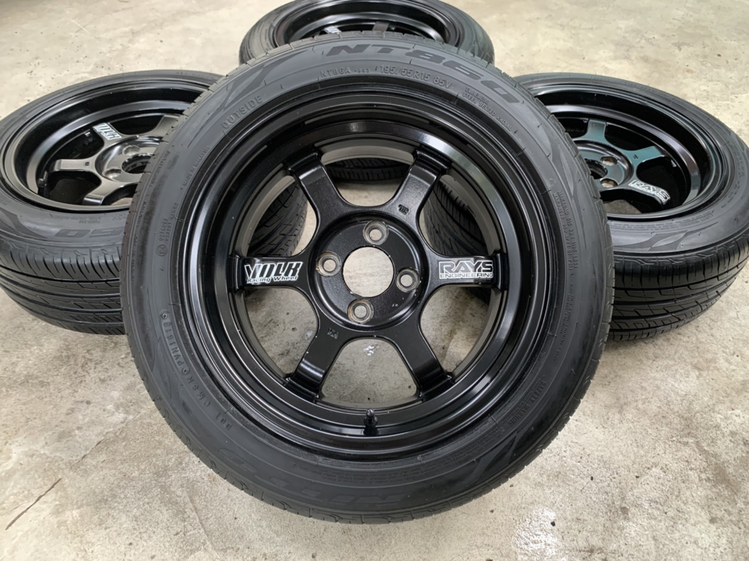 ✨ล้อแม็ก 4รู100✨TE37 ขอบ 15 สีดำ พร้อมยาง 195-55-15 NITTO ปี 18 สภาพดี