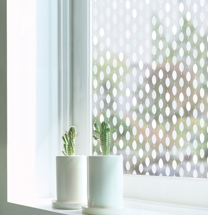 LSP-13 Window sheet สติ๊กเกอร์ฝ้าติดกระจกขาวขุ่น pattern ลายใบไม้ หน้ากว้าง 100 cm