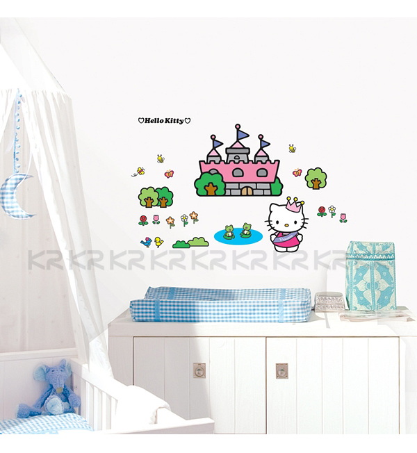 KS-58355 สติ๊กเกอร์เจ้าหญิงเฮลโล่คิตตี้ในปราสาท Hello Kitty in Castle ขนาดแผ่น 50x70 cm
