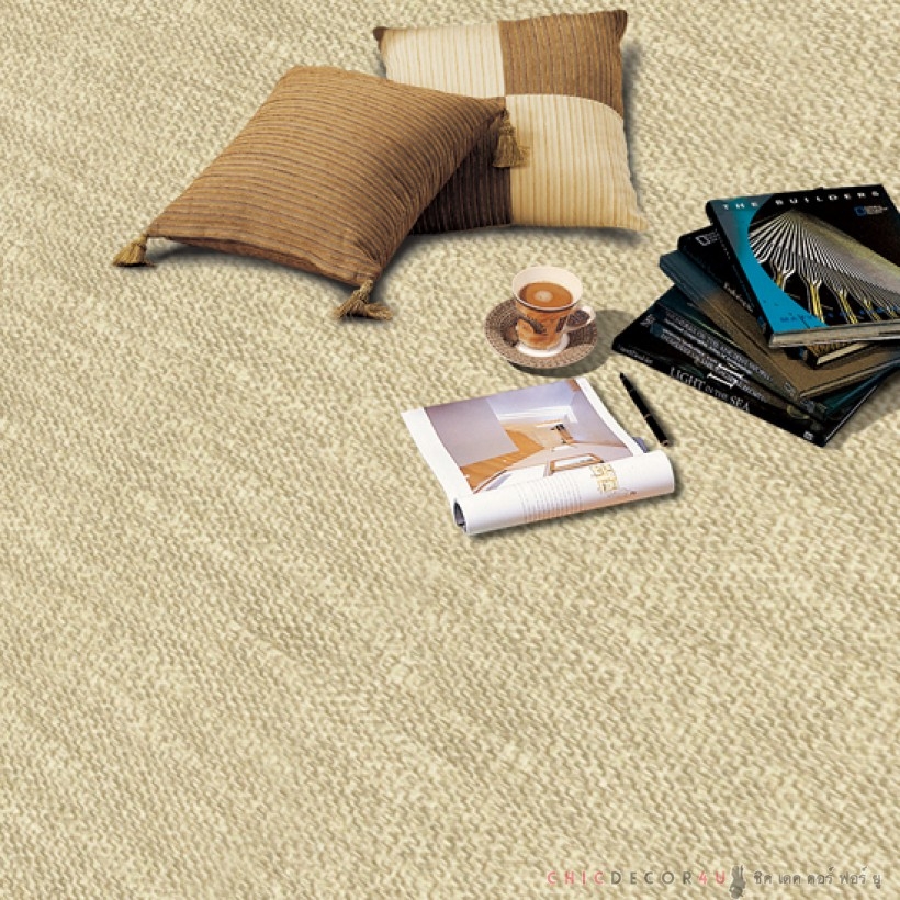 พีวีซีปูพื้น ลายคาเพ็ท สีเหลืองเบจ Carpet Yellow Beige JP-010 หน้ากว้าง 100 ซม หนา 0.6 มม ยาวเมตรละ
