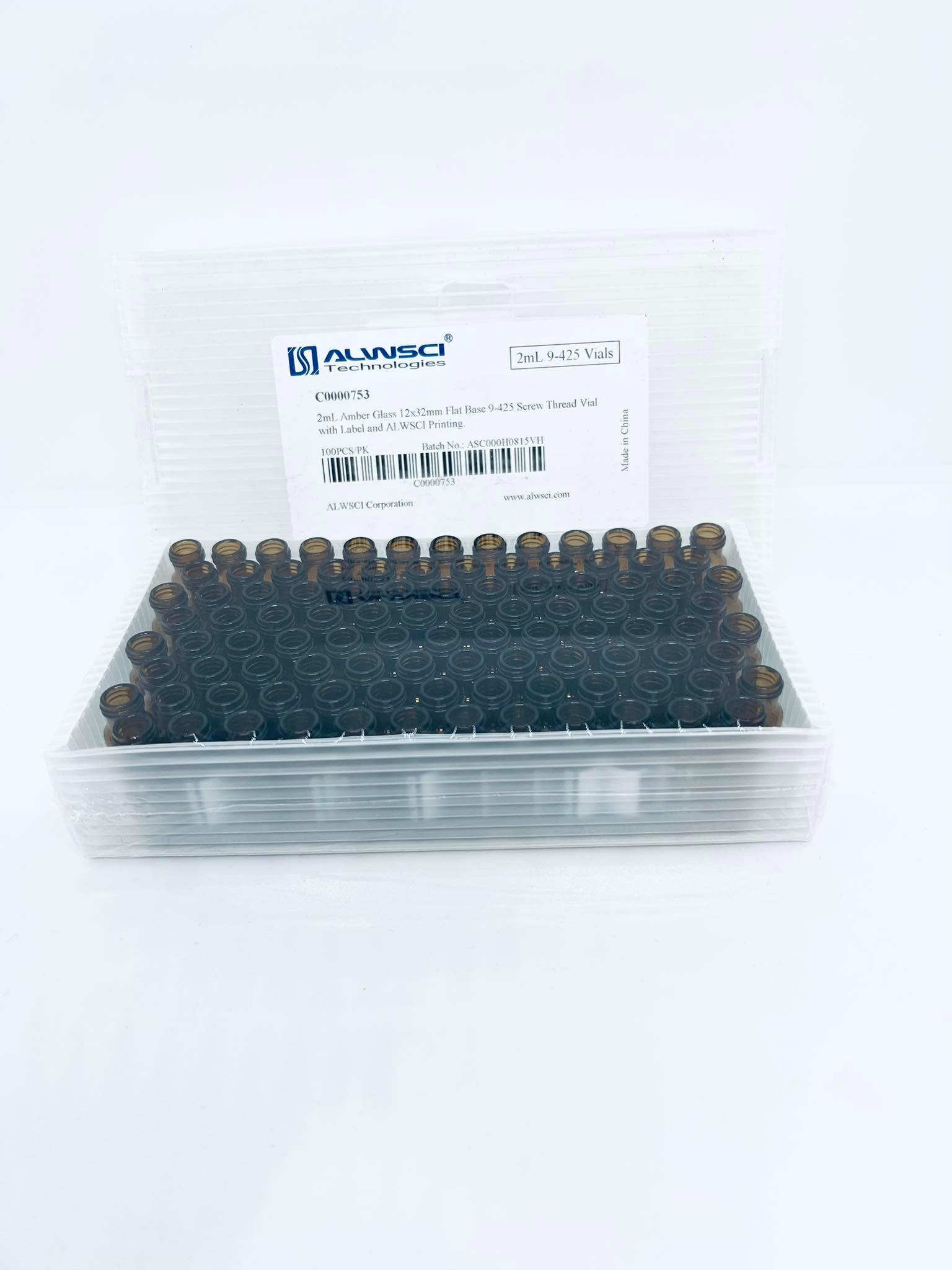 vial สีชา ฝาเกลียว ขนาด 2 ml -12x32mm(100ชิ้น/แพ็ค) 9-425 มีสเกล-พร้อมฝาเกลียวND9