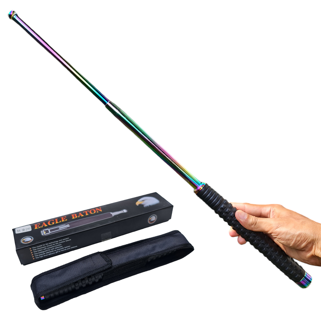 ดิ้ว Eagle Baton ก้านดิ้วสีรุ้งขนาด 24.6 นิ้ว (62.5 ซม.) พร้อมซองไนล่อนร้อยเข็มขัดสำหรับเก็บดิ้ว