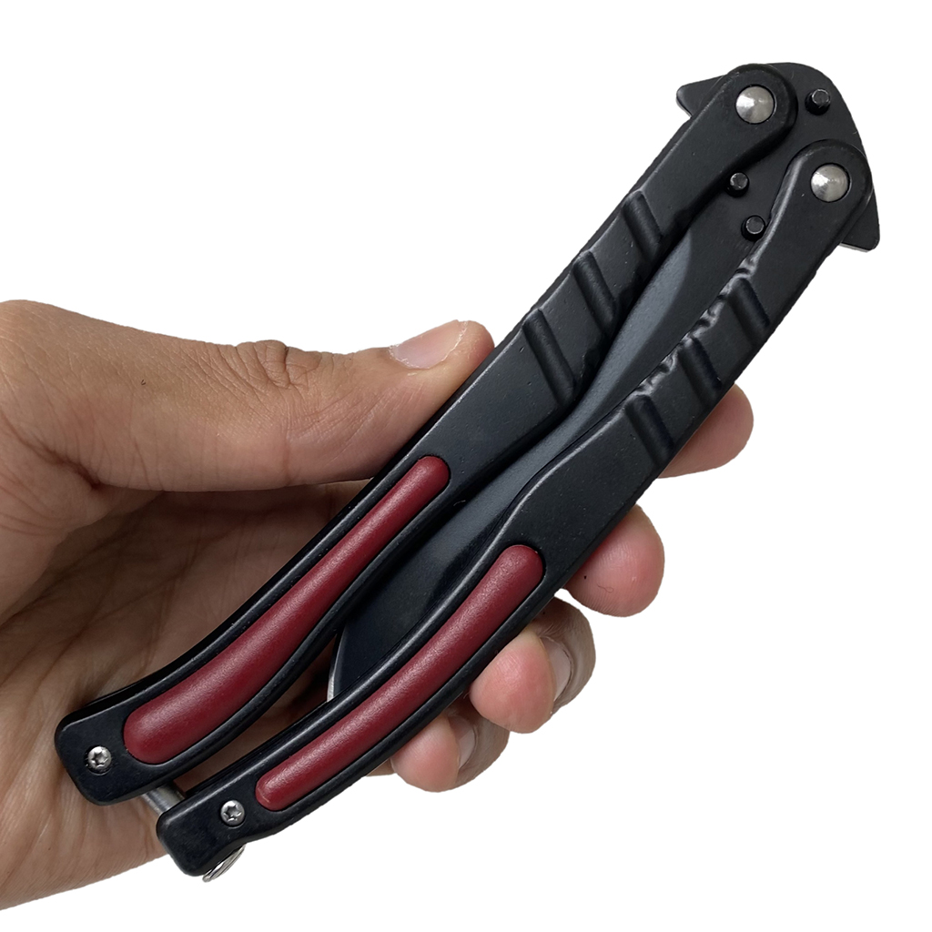 Balisong มีดบาลีซอง มีดควง มีดพับ มีดบัตเตอร์ฟลาย CS:GO - Counter-Strike Butterfly Knife (สีดำ) พร้อมซองไนล่อน