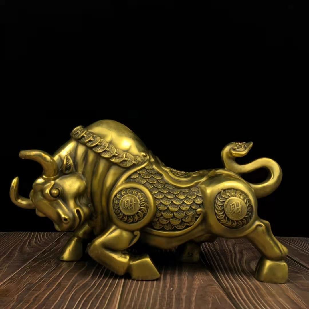 รูปหล่อทองเหลือง Lucky Bull วัวนำโชค เสริมดวงการเงิน,การงาน,แก้ปีชง จากมณฑลเหอหนาน ประเทศจีน