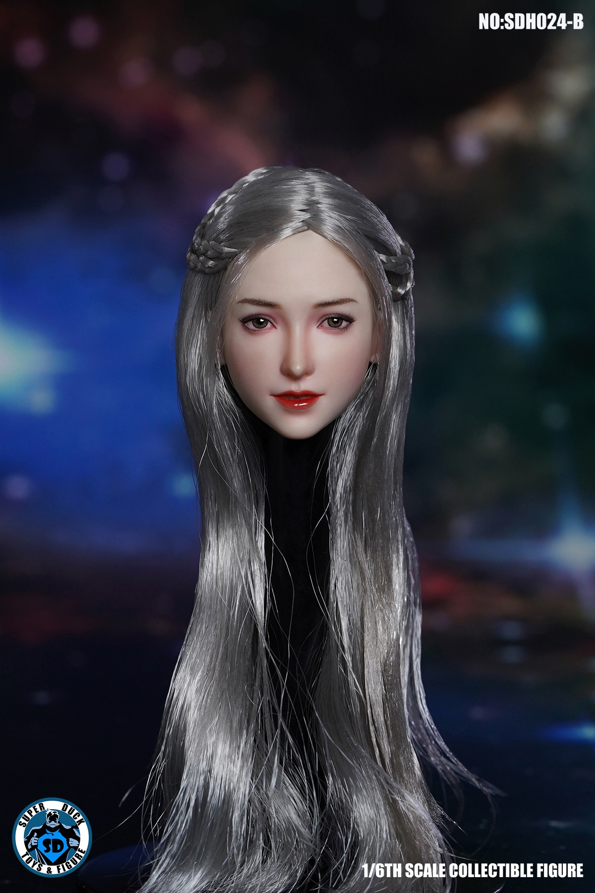 SUPER DUCK SDH024-B 1/6 Female Headsculpt (White Long Hair)