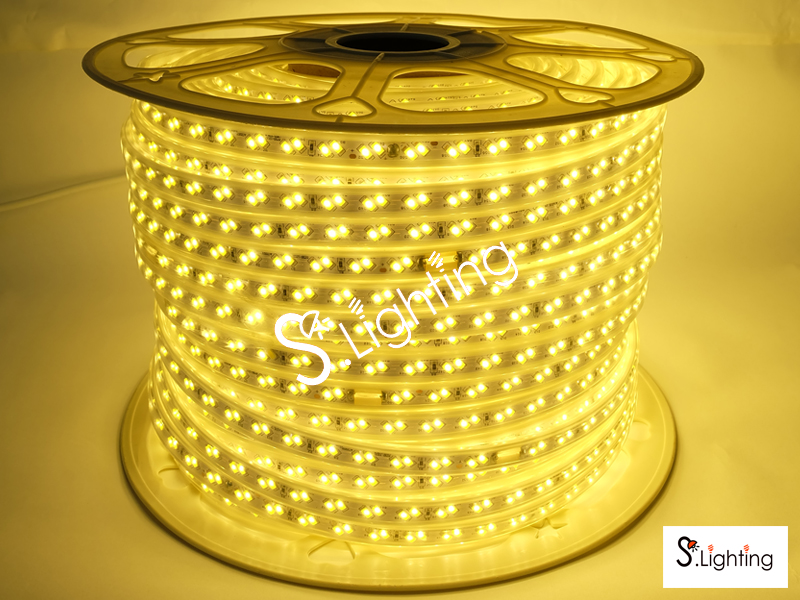 ไฟสายยางแบนชิพคู่ SMD LED 5025 (5730) 2ไส้ 100ม. แสงวอร์ม