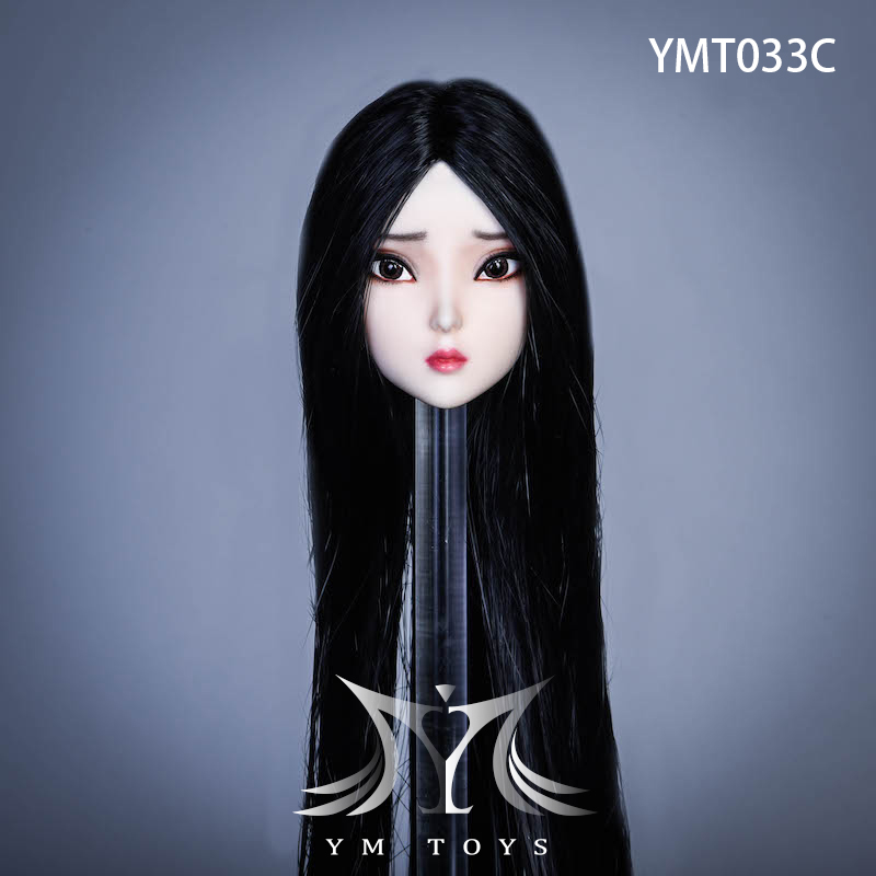 YMTOYS YMT033C 1/6 Female Hairsculpt Suer (Black Long Hair / Sad Expression)