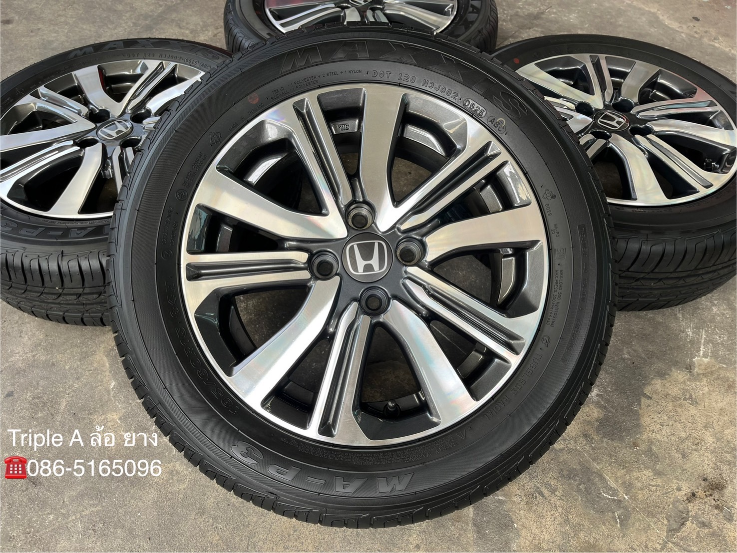 ✨ล้อแม็ก✨Honda City ตัวท็อป ขอบ 15 เทาหน้าเงา พร้อมยางใหม่ป้ายแดง 185-60-15 Maxxis💥ปี 25💥