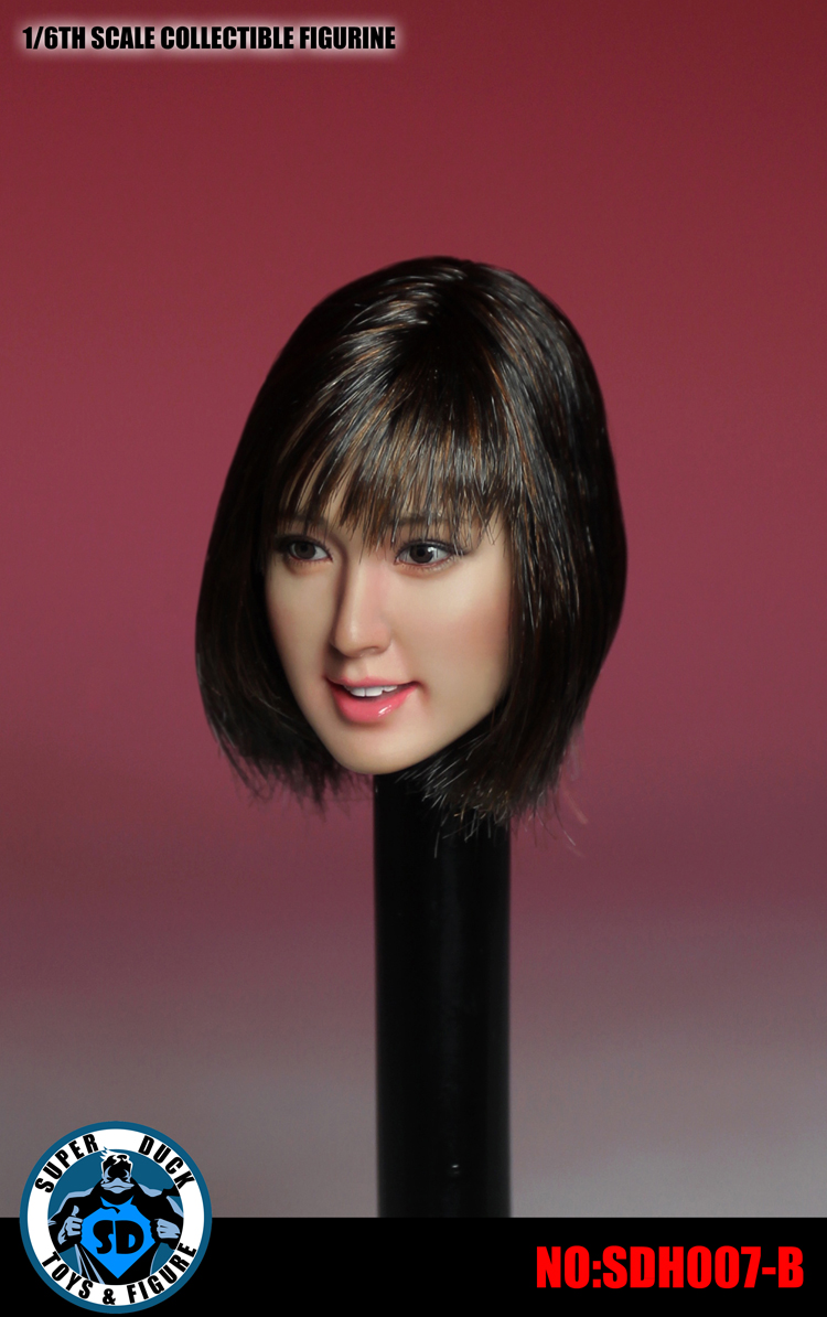 SUPER DUCK SDH007-A Asian pure beauty headsculpt (Curly Brown Hair)