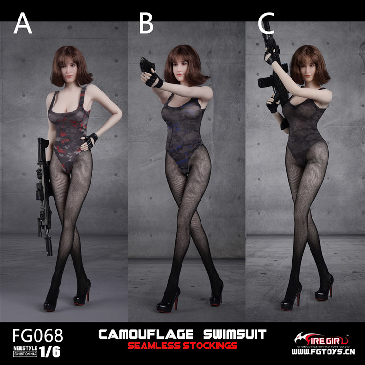 Fire Girl Toys 1/6 FG068 Camouflage swimsuit Seamless tights Suit