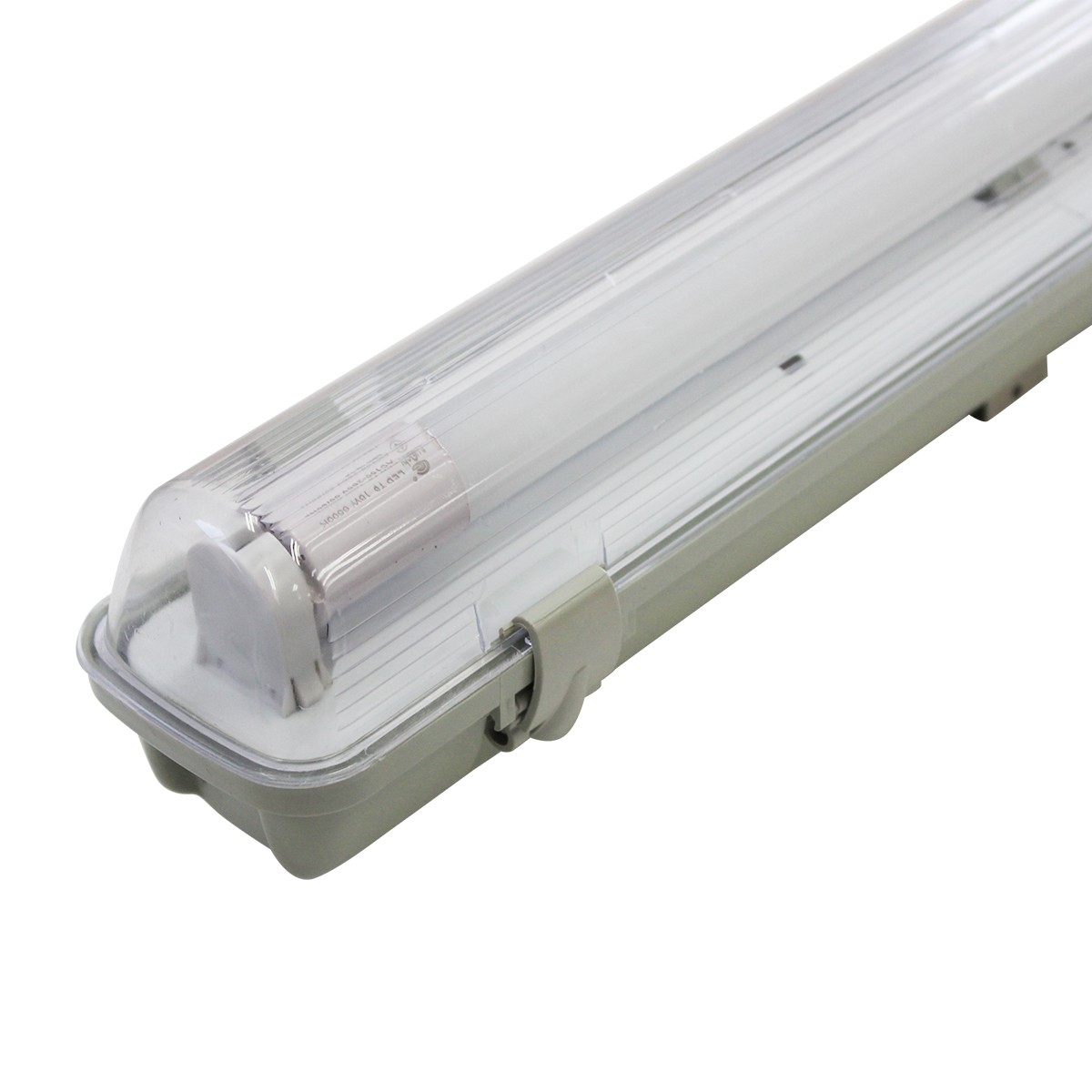 ชุดโคมไฟกันน้ำกันฝุ่น พร้อมหลอด(ยาว) LED T8 1x18w แสงขาว (เปลี่ยนหลอดได้)