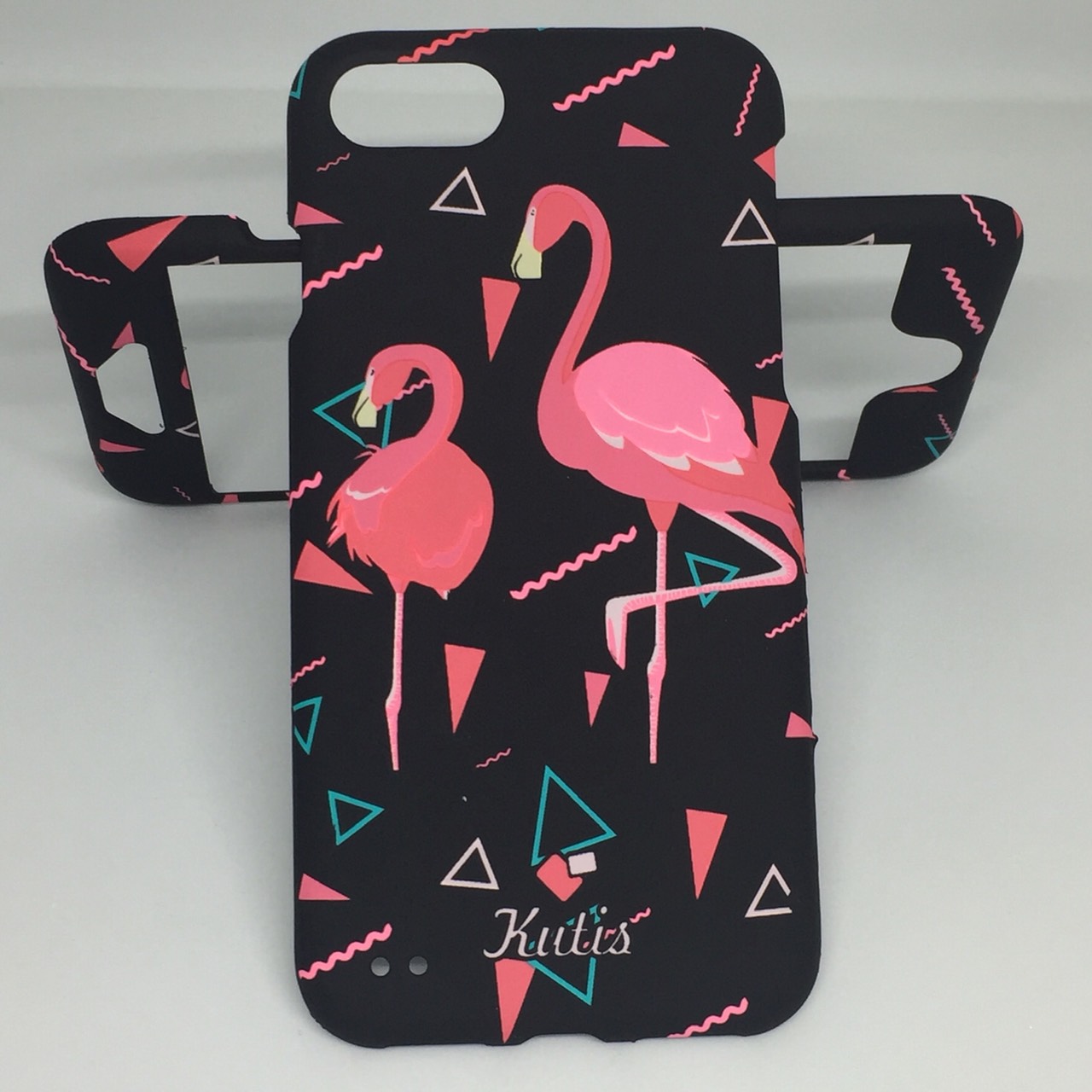 เคสคูทิส (Kutis) ไอโฟน7,8 (ลาบฟลามิงโก้ใหญ่สีดำ)มาใหม่ เคสประกบหน้า-หลัง เคสเรืองแสง