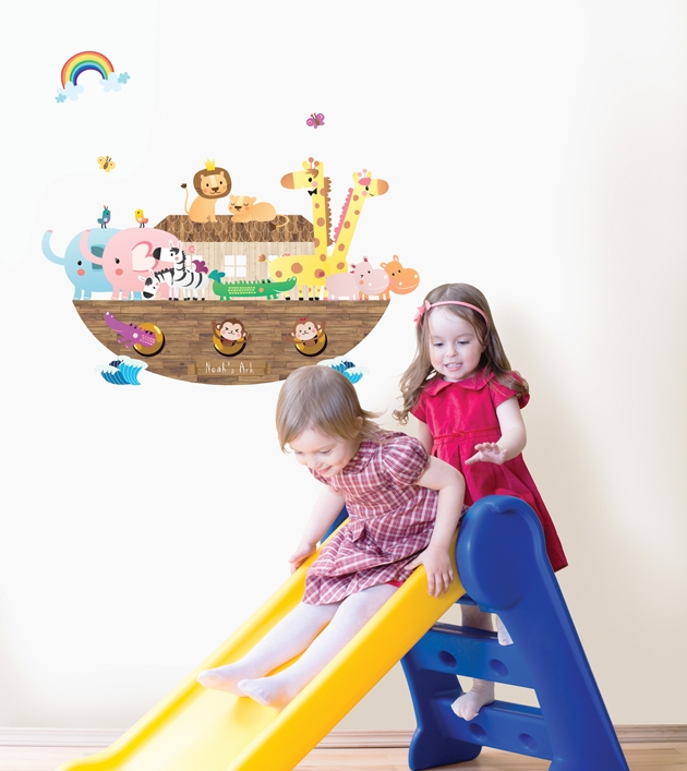 PS-60057 Wall Sticker วอลล์สติ๊กเกอร์ไวนิล ลายเรือโนอาห์ ขนาดแผ่น 50x70 cm // 2 แผ่่นต่อกัน