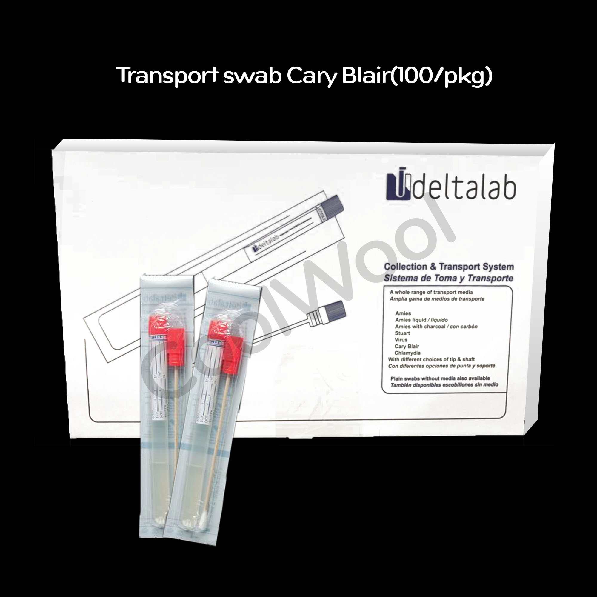 Transport swab with Cary Blair(1pc/peel pack,100ea/pkg), sterile-Delta lab