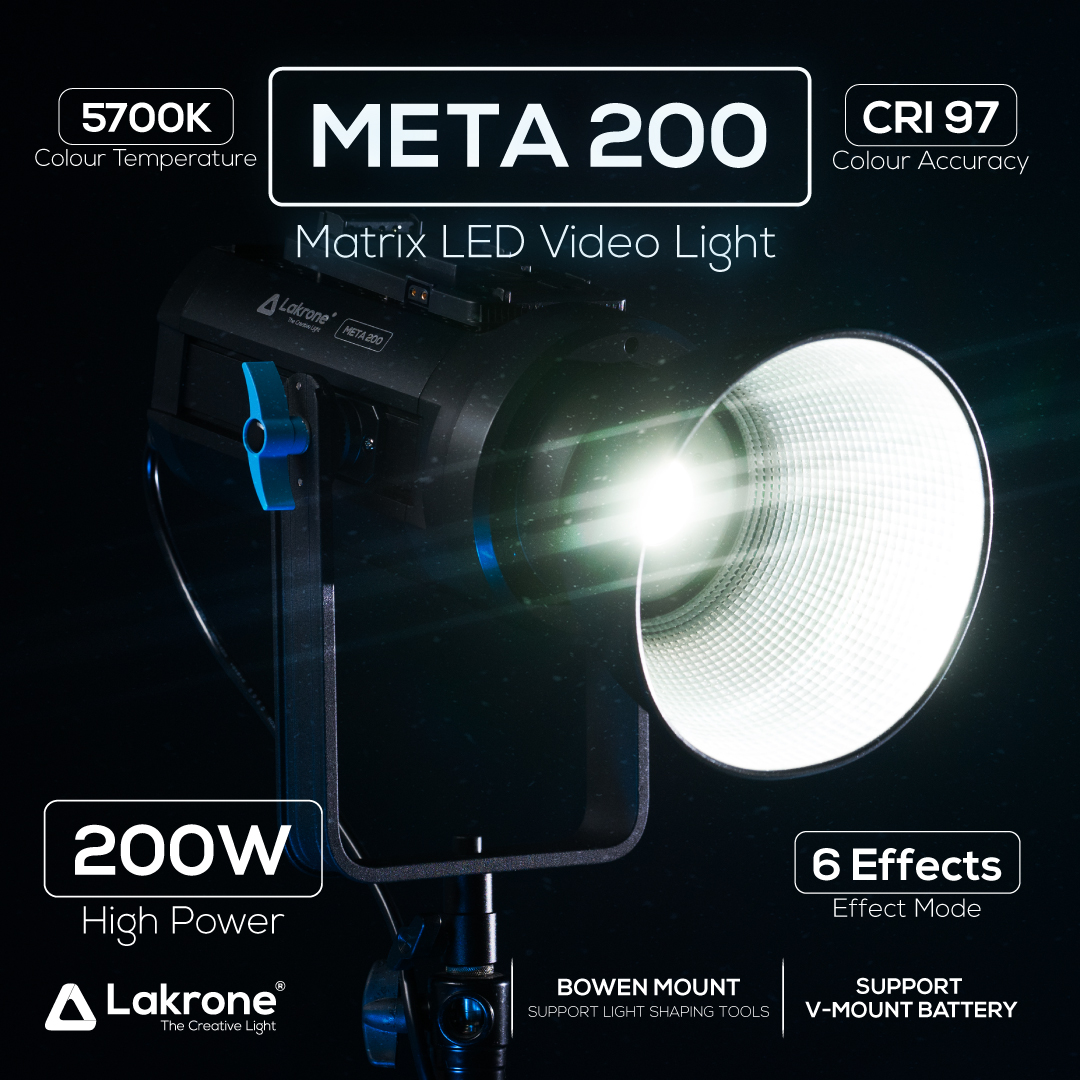 Lakrone META200 Matrix LED Video Light ไฟถ่ายวีดีโอ 200 วัตต์ 5700K พร้อม 6 Effects ในตัว