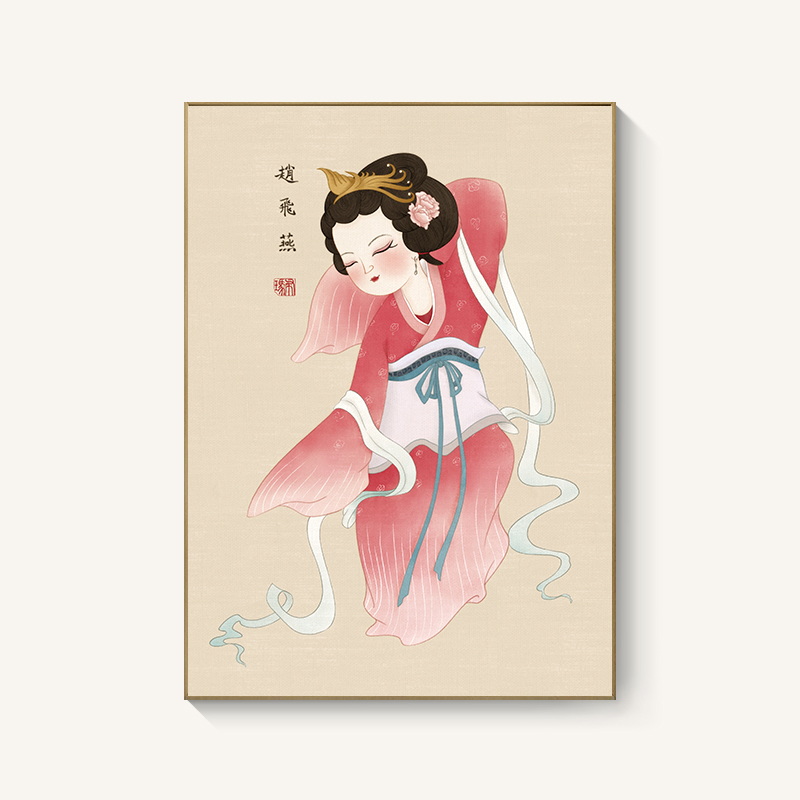 #ภาพวาดสไตล์จีนร่วมสมัย กรอบหนา 3 cm. ขนาด 40x60 cm. /ไม่มีกระจก