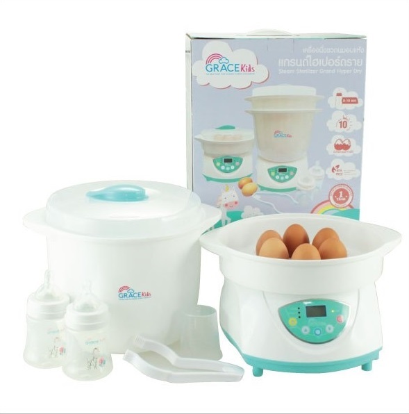 # GRACEKIDS (เกรซคิดส์) เครื่องนึ่งขวดนมพร้อมอบแห้ง รุ่น แกรนด์ไฮเปอร์ดราย ใส่ขวดนมได้ 8 ขวด สามารถอุ่นอาหารและต้มไข่ได้