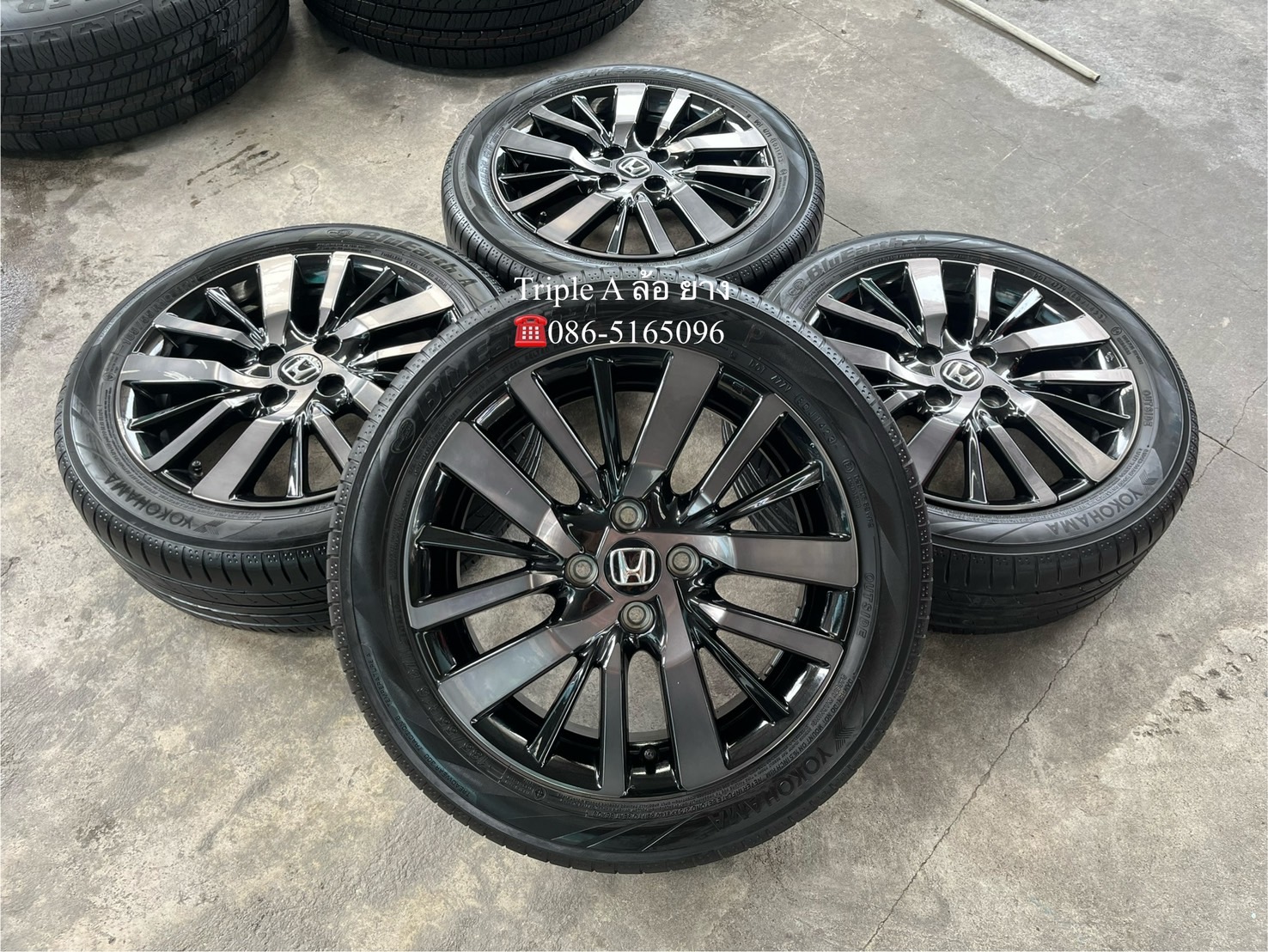 ✨ล้อแม็ก 4รู100✨Honda City Hatchback ขอบ 16 ดำหน้าชา พร้อมยาง 185-55-16 Yokohama🌟ปี 23🌟