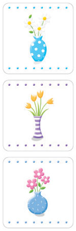 ESM-01 Deco Sticker สติ๊กเกอร์สำหรับตกแต่งกระเบื้องครัว ห้องน้ำ ลายแจกันดอกไม้ / 1 ชุดมี 6แผ่น