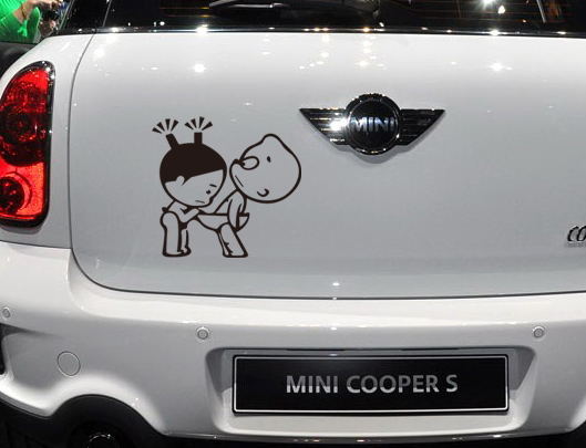car-021 Peeping Baby Car sticker/ สติ๊กเกอร์ติดรถ ลายเด็กทะเล้น 20x18 cm (สีขาว,น้ำตาล,ชมพู)