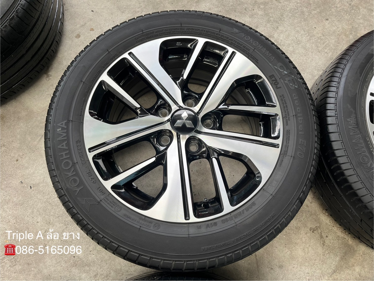 ✨ล้อแม็ก 5รู114✨Mitsu Xpander ขอบ 16 ดำหน้าเงา แถมยาง 205-55-16 Yokohama
