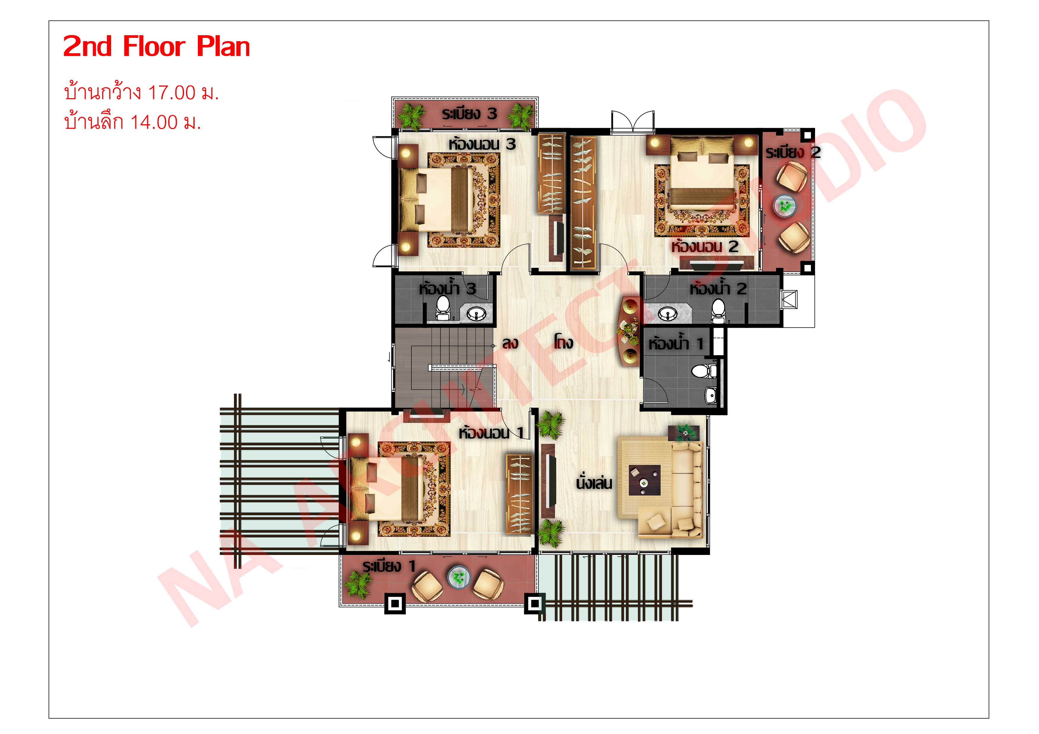 แบบบ้าน 2 ชั้น สไตล์สไตล์คอนเทมโพรารี่ NA-201 ขนาด 342.97 ตร.ม. 5 ห้องนอน 6 ห้องน้ำ