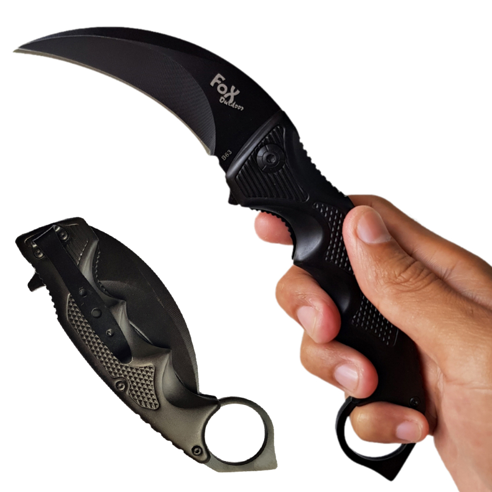 มีดพก มีดพับ มีดคารัมบิต Fox Outdoor Karambit Knife B63 (สีดำ)