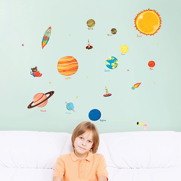PS-60056 Wall Sticker วอลล์สติ๊กเกอร์แต่งผนัง ลาย The planet ขนาดเเผ่น 50x70 cm