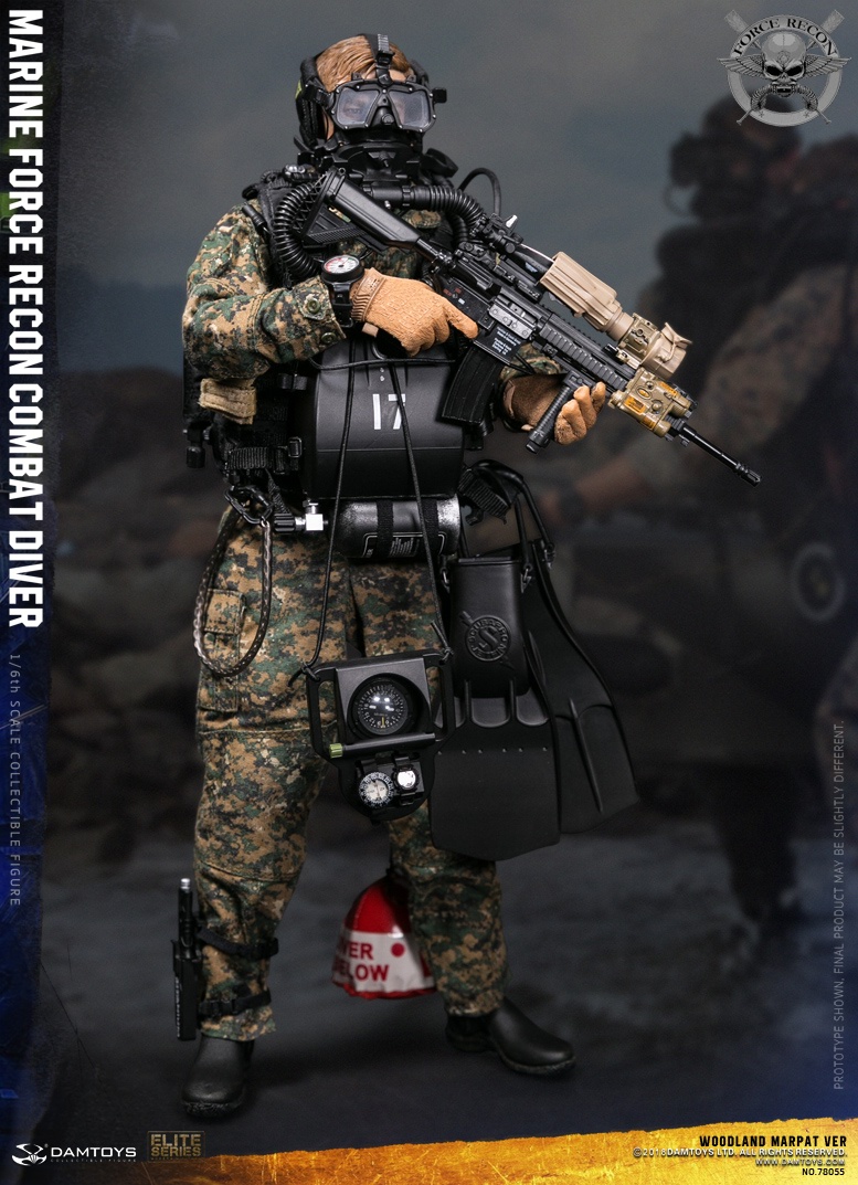 DAMTOYS No.78055 MARINE FORCE RECON COMBAT DIVER - WOODLAND MARPAT VER