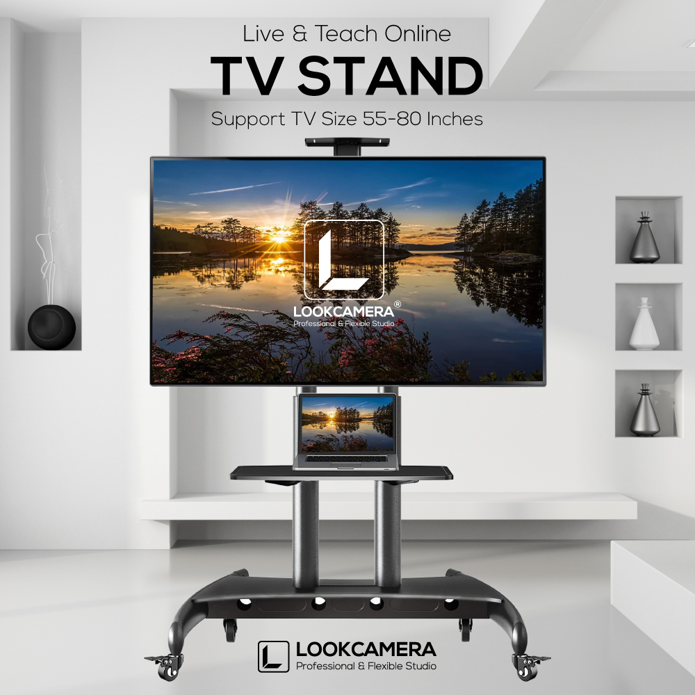 TV STAND ขาตั้งจอทีวีแบบเคลื่อนที่ รองรับที่วี 55-80 นิ้ว (สำหรับจอใหญ่แนะนำสอบถามก่อนการสั่งซื้อ)