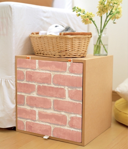 DBS-02 Wallpaper Sticker วอลล์เปเปอร์ไวนิล แบบมีกาวในตัวลายอิฐส้มอ่อนพาสเทล หน้ากว้าง 100 cm