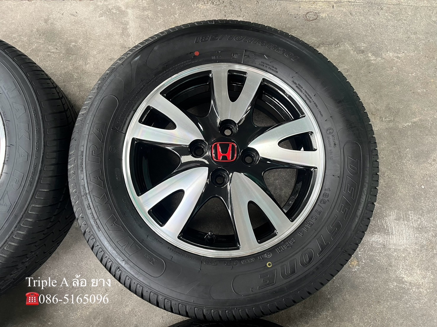 ✨ล้อแม็กพร้อมยาง✨Honda Brio ขอบ 14 ดำหน้าเงา💖สวยกริ๊บ💖