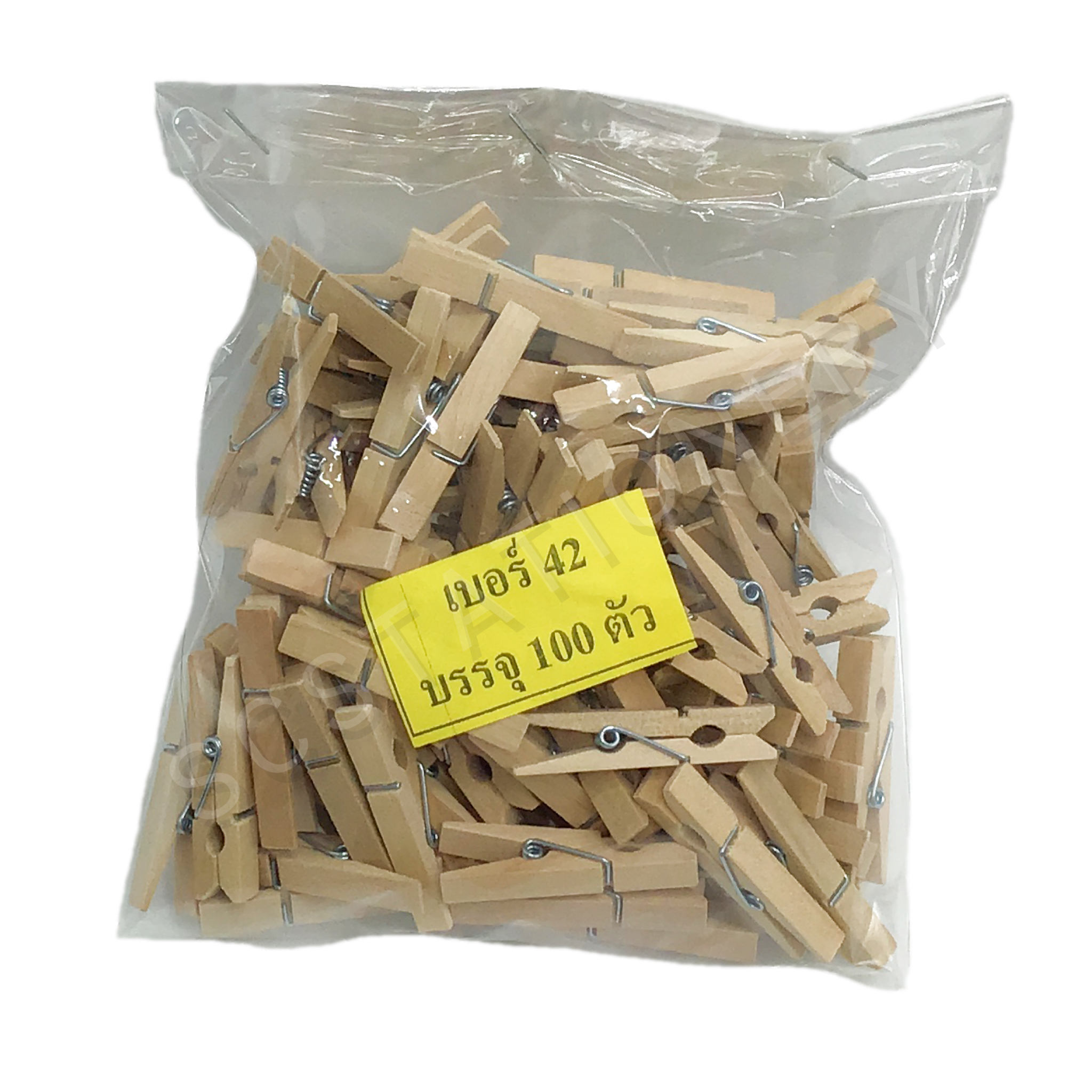คลิ๊บหนีบไม้ สีธรรมชาติ ขนาด 42มม. แพ็ค 100ชิ้น
