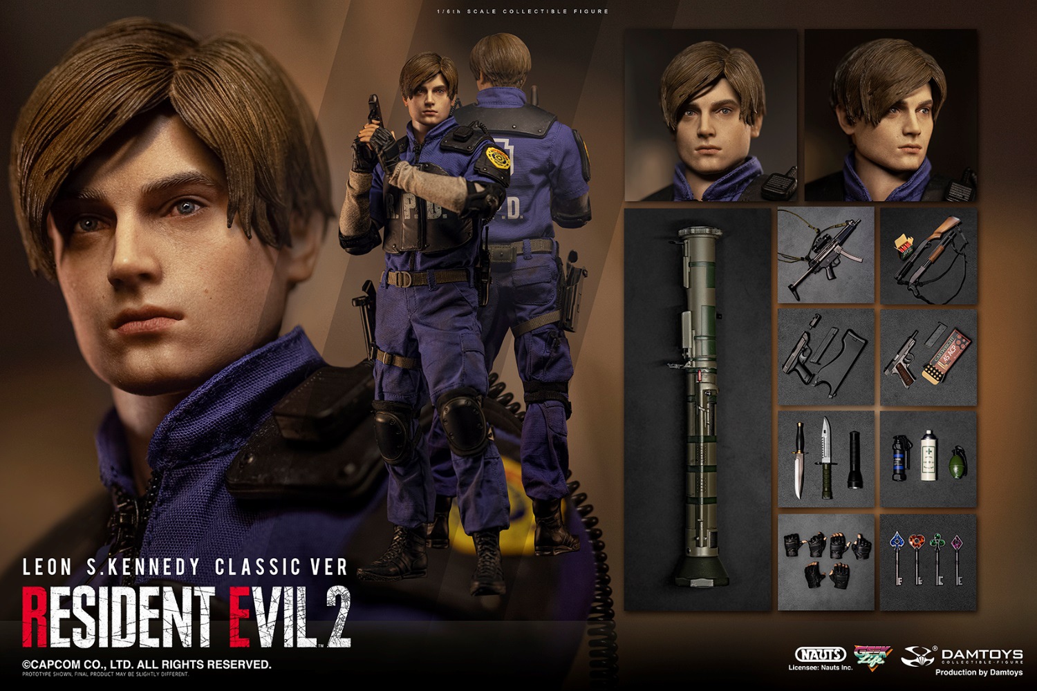 DAMTOYS DMS037 1/6 RESIDENT EVIL 2 - LEON S.KENNEDY (CLASSIC VER)