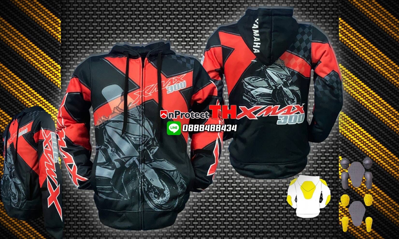 เสื้อการ์ดยามาฮ่า YAMAHA XMAX300 สีแดง
