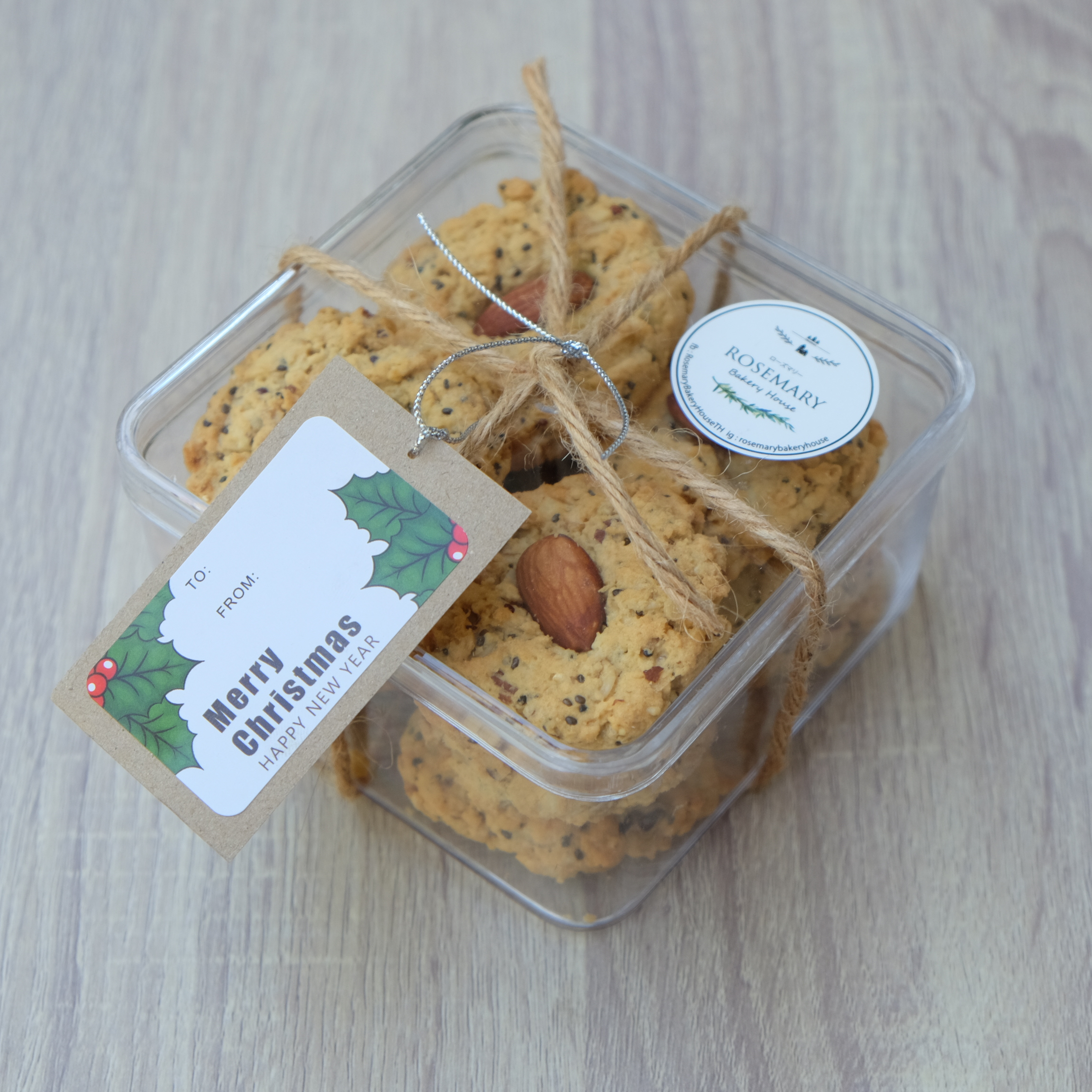 🍪 🌾🌰ALMOND OATMEAL COOKIES 🎅 🎄คุ้กกี้อัลมอนด์ข้าวโอ๊ต - CKH บรรจุกล่องใส #ของขวัญปีใหม่ #คุ้กกี้เพื่อสุขภาพ #แคลรอรี่ต่ำ