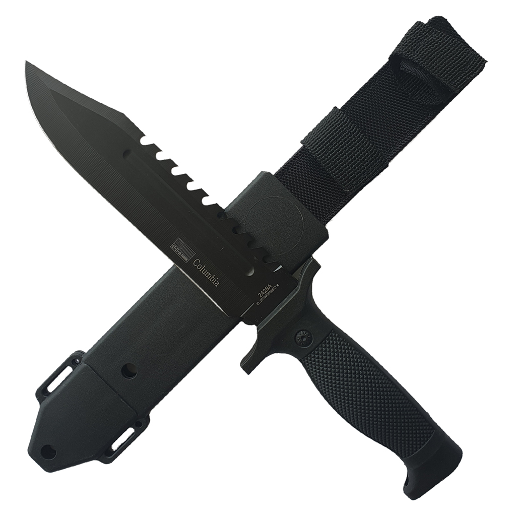 มีดพก มีดใบตาย Columbia 2428A ขนาด 12 นิ้ว (30.5 ซม.) พร้อมปลอกมีด ABS ร้อยเข็มขัดสำหรับเก็บมีด