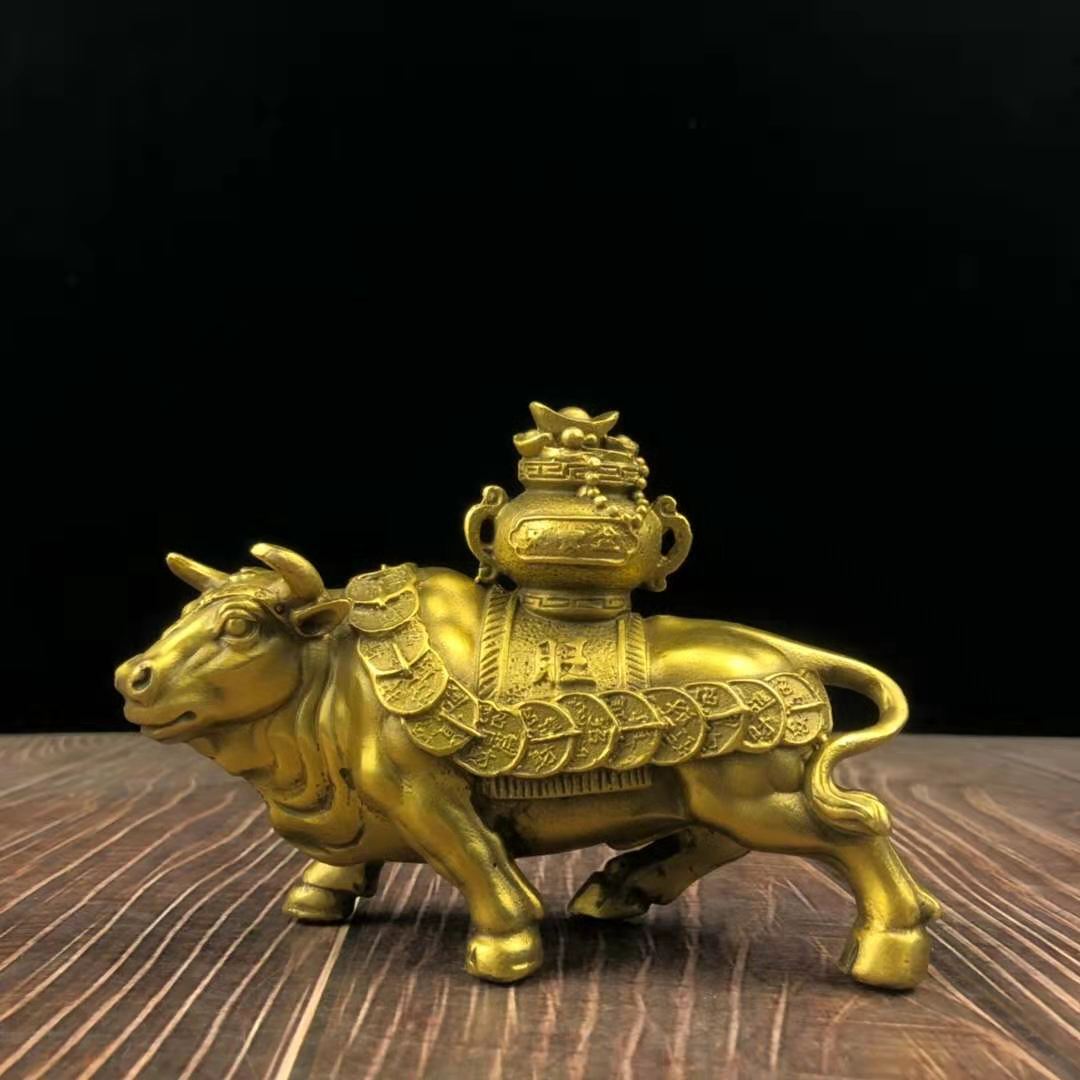 รูปหล่อทองเหลือง Lucky Bull วัวนำโชค เสริมดวงการเงิน,การงาน,แก้ปีชง จากมณฑลเหอหนาน ประเทศจีน