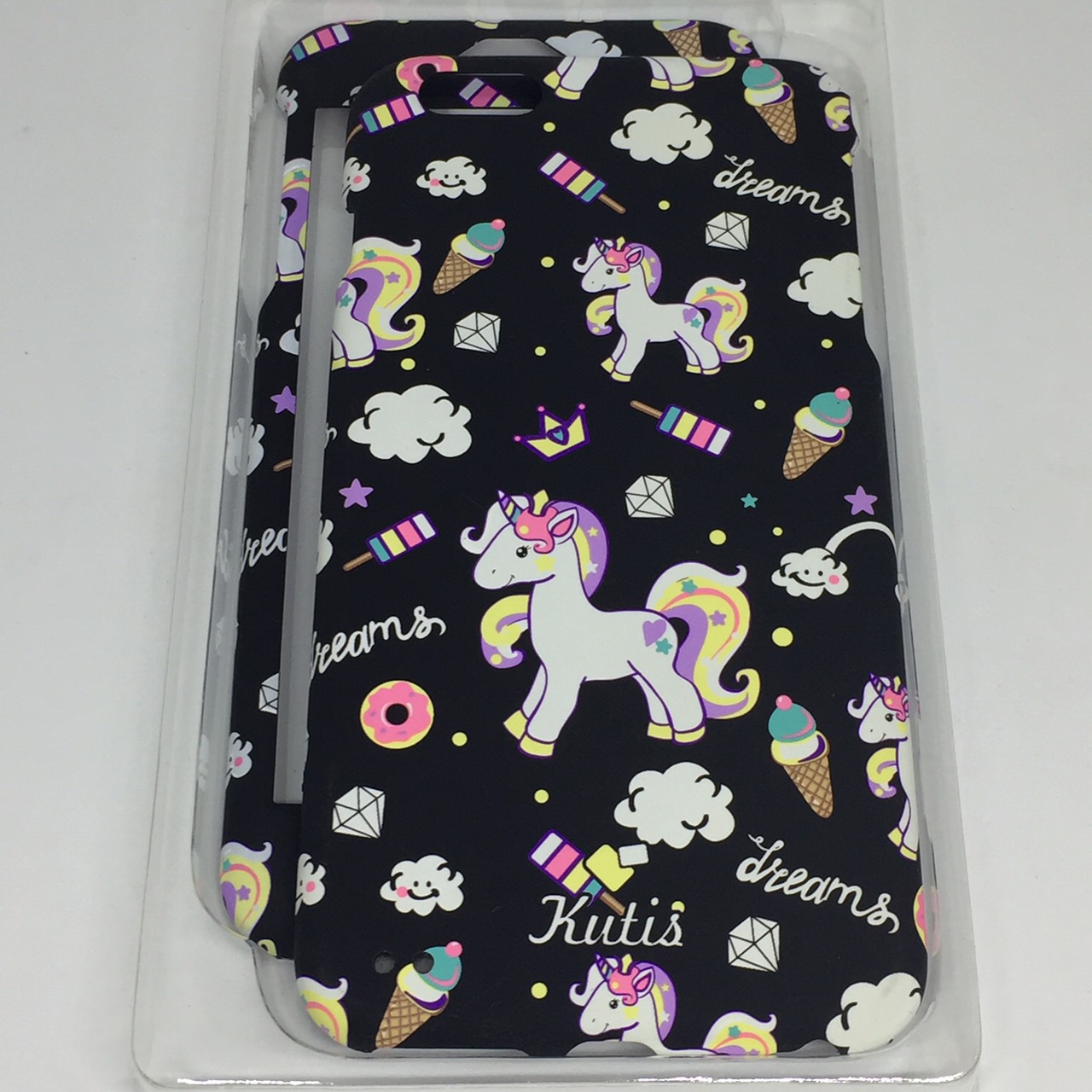 เคสคูทิส(Kutis)เคสไอโฟน6พลัส,6Sพลัส(ลายยูนิคอร์นใหญ่สีดำ)มาใหม่ เคสประกบหน้า-หลัง เคสเรืองแสง เคสลายวินเทจ ร้านSuperhero Klongthom