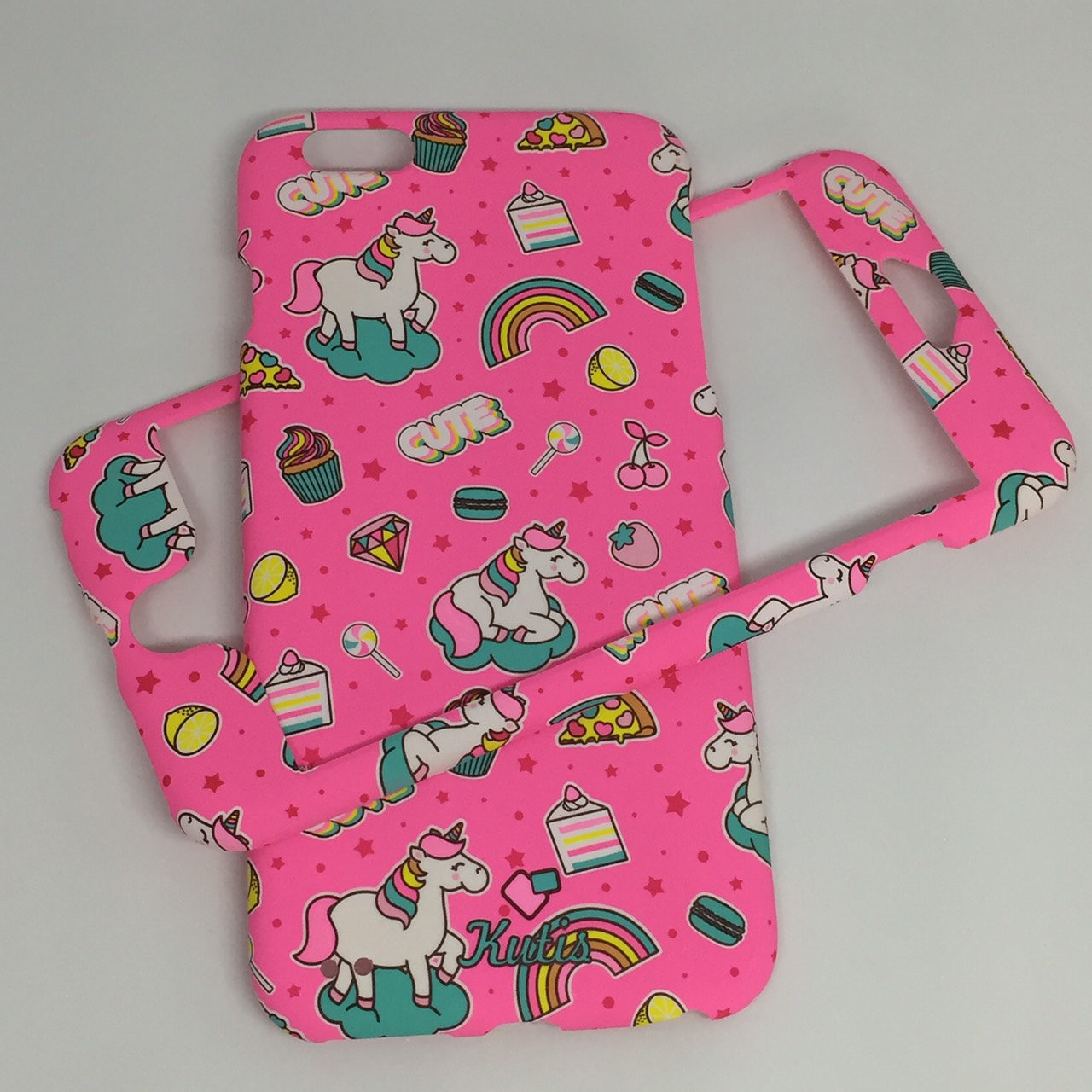 เคสคูทิส (Kutis) ไอโฟน6พลัส,6Sพลัส(ลายม้ายูนิคอร์นอวบมีสายรุ้งพื้นหลังสีชมพู)